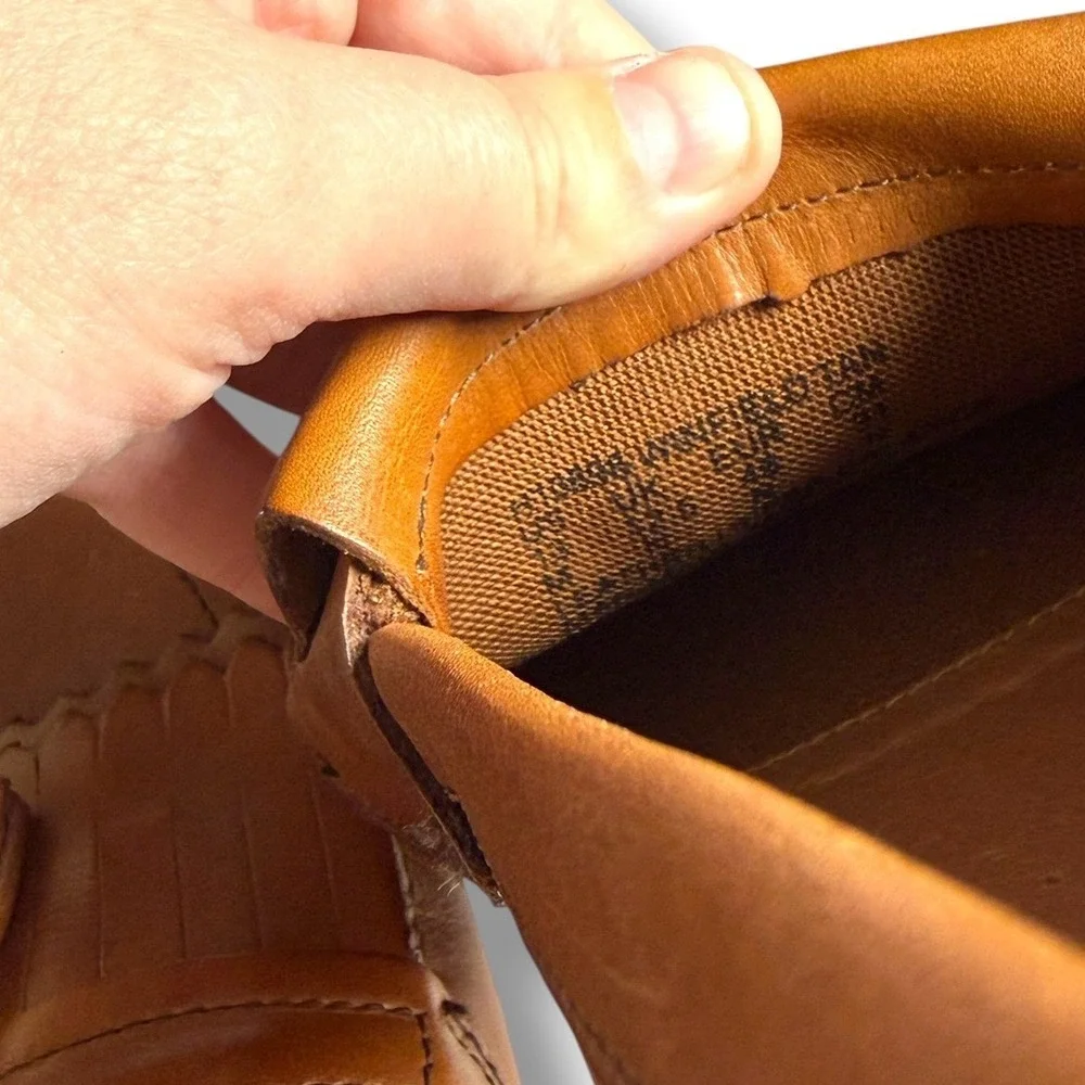 Hush Puppies Loafers Mens 13 Tan Brown Leather Kiltie Tassel Moc Toe Slip On